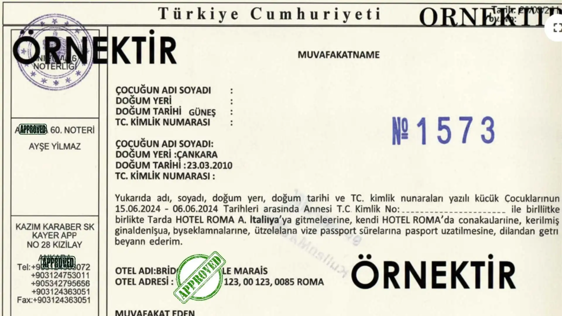 muvafakatname tercümesi