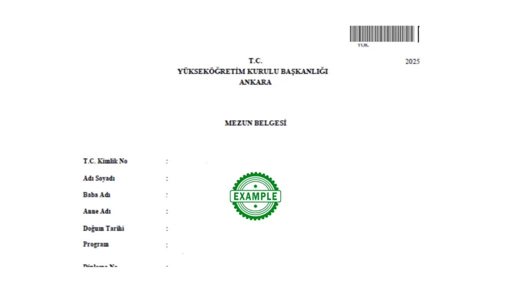 YÖK mezun belgesi yeminli tercümesi