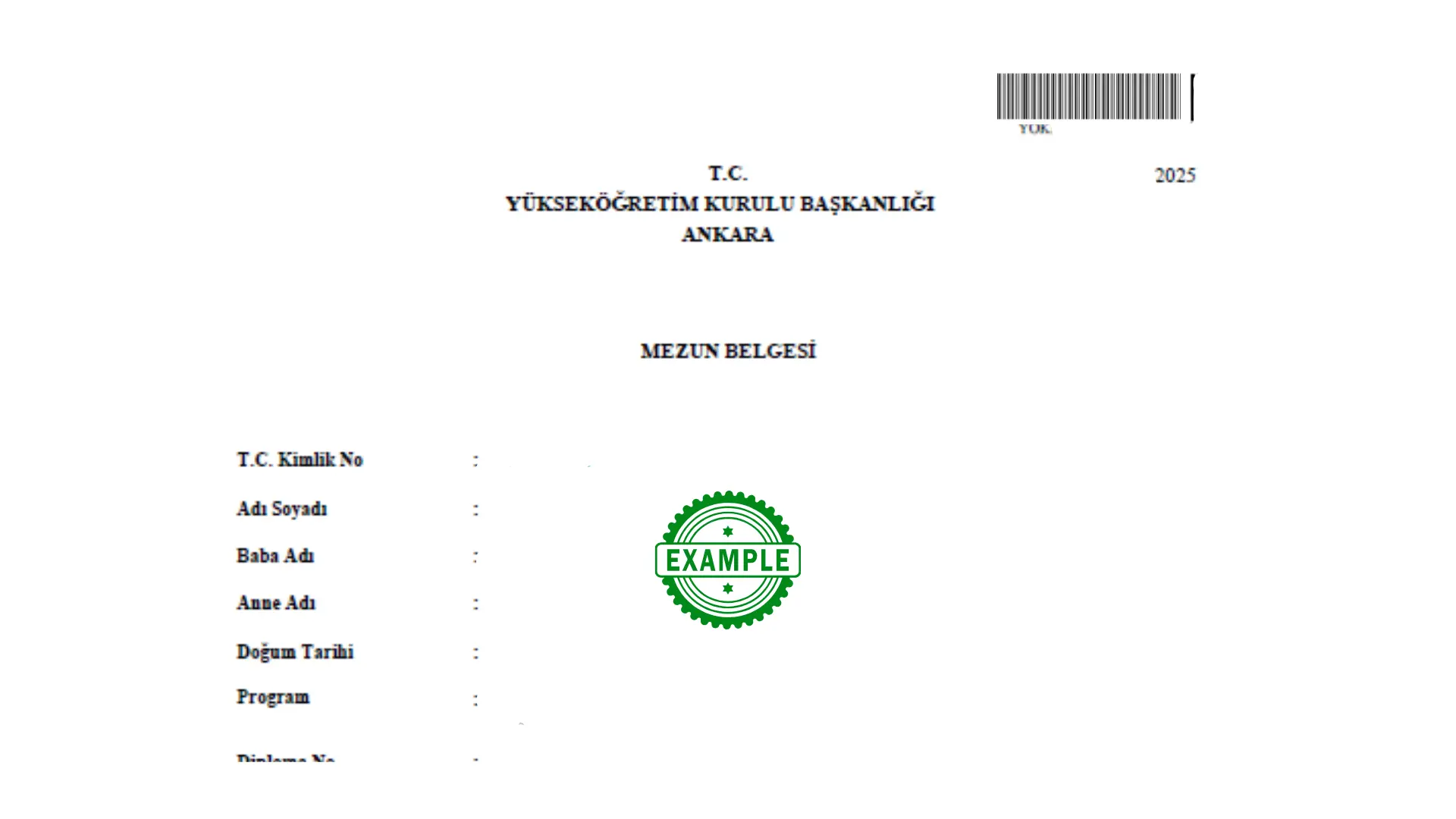 YÖK mezun belgesi yeminli tercümesi