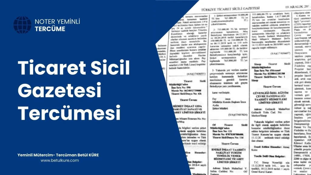 Ticaret Sicil Gazetesi Tercümesi