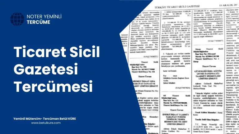 Ticaret Sicil Gazetesi Tercümesi